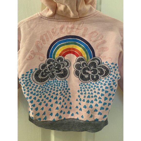 Little Wings by Paper Wings Girls Pink Rainbow Deer Reversible Hoodie Size 3 yrs - Picture 7 of 11
